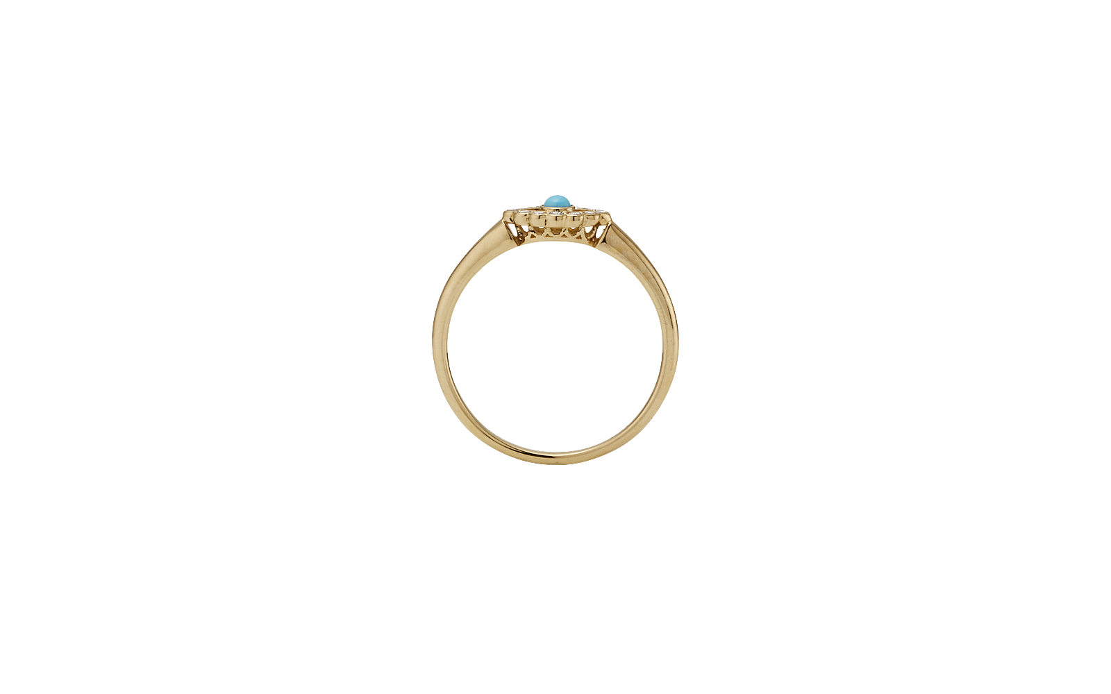 Guide Ring with Turquoise Centre 14k Yellow Gold