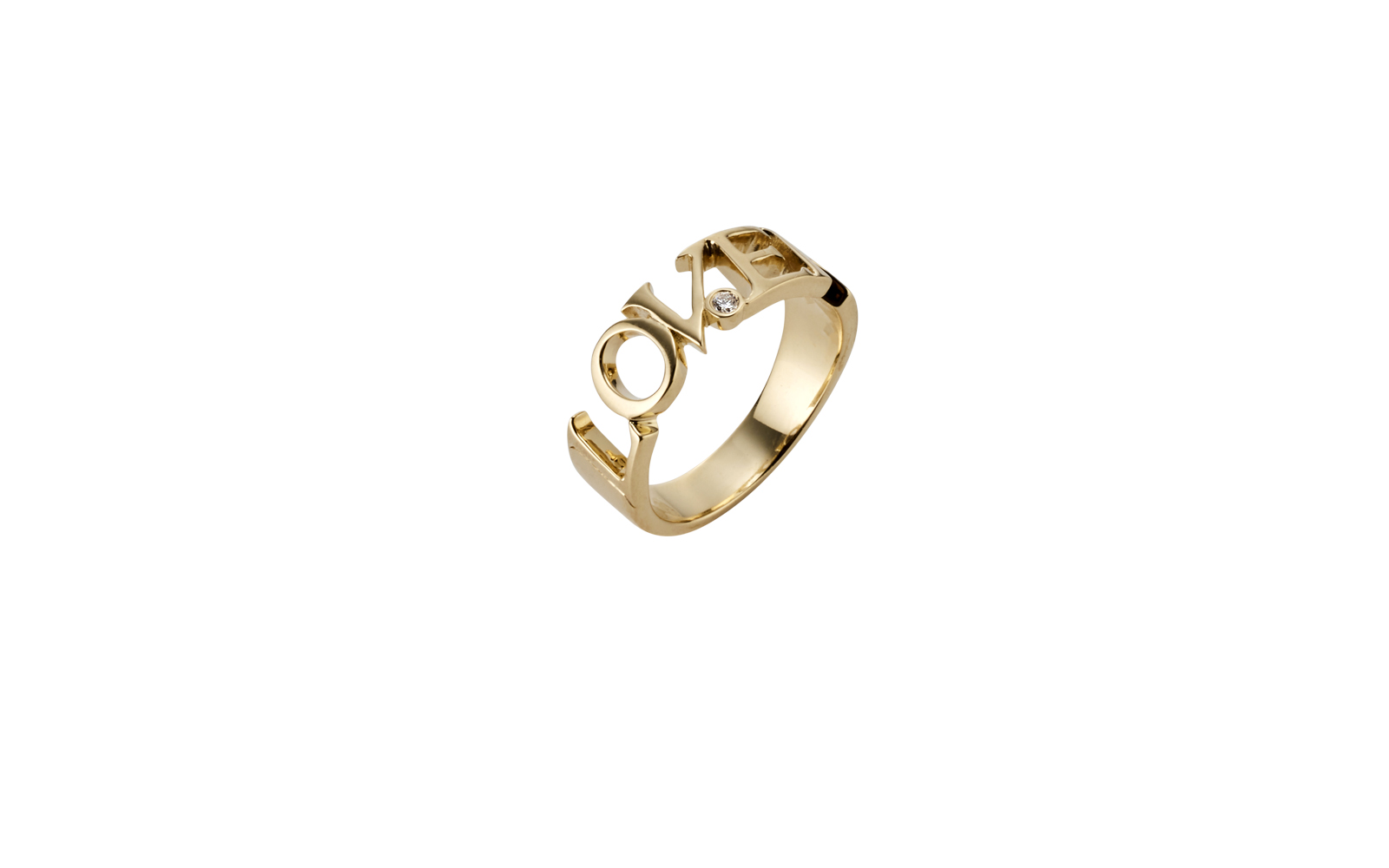 Lover Ring with Diamond Large 14k Yellow Gold
