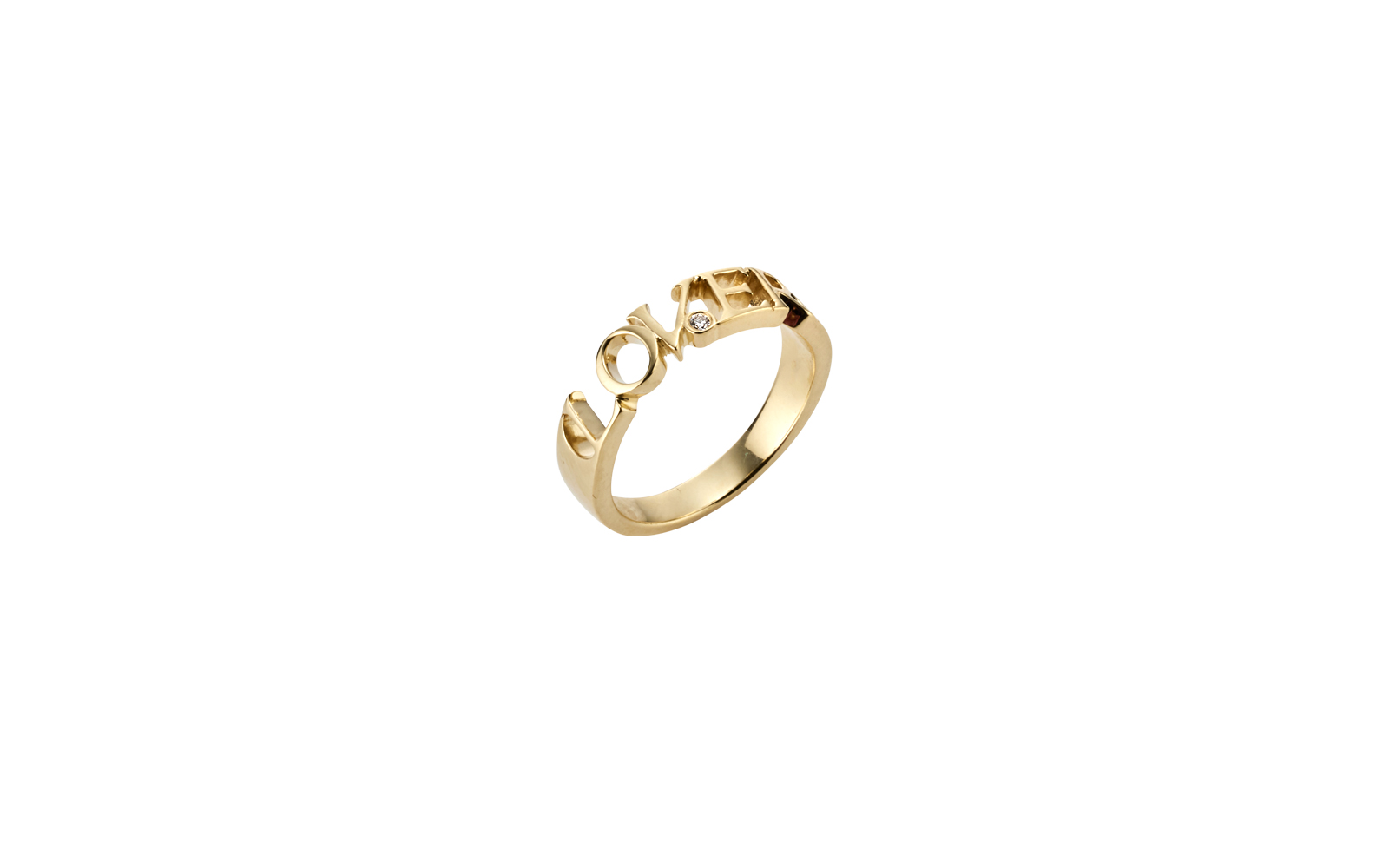 Lover Ring with Diamond Small 14k Yellow Gold