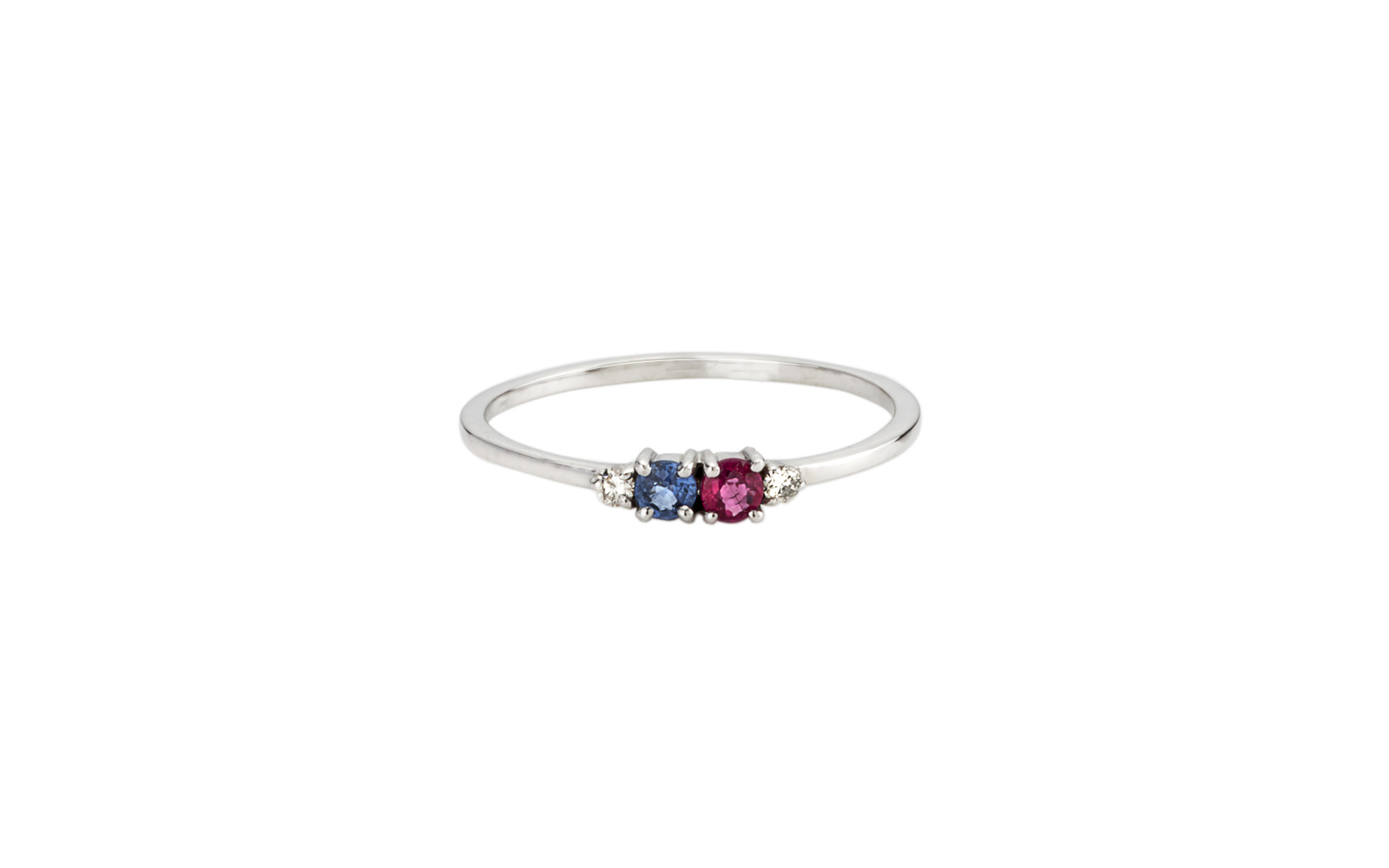 Lady Montague Ring Sapphire & Ruby White Gold
