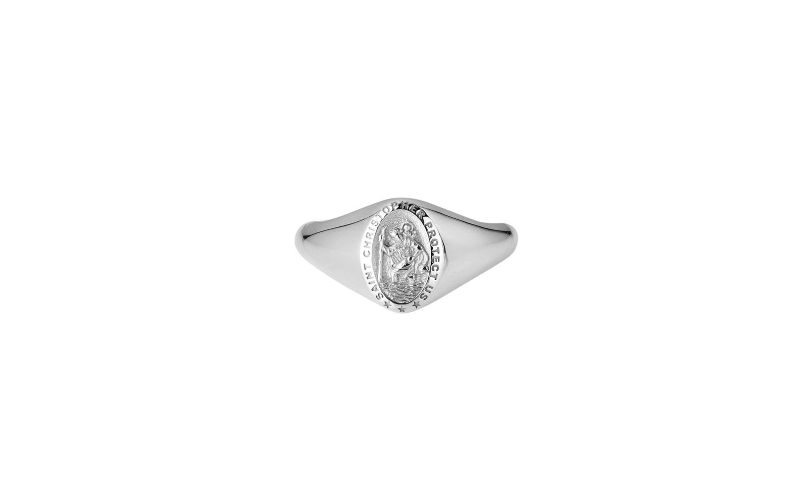 Signet Saint Christopher Pinky Ring Sterling Silver