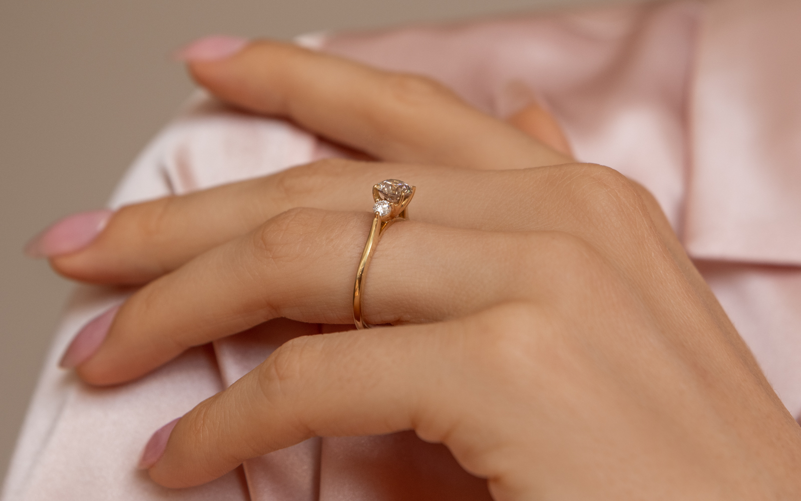 Trinity Diamond Engagement Ring 18k Yellow Gold