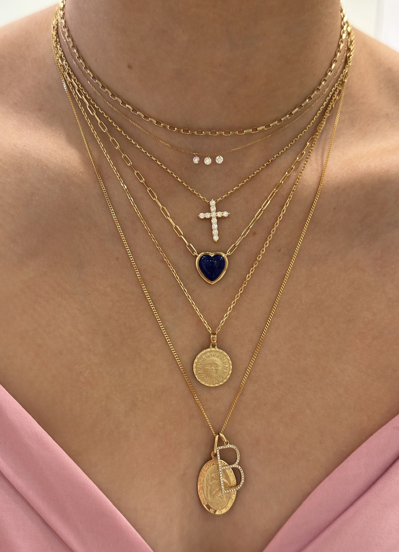 Starry Night Diamond Trio Necklace 18k Rose Gold