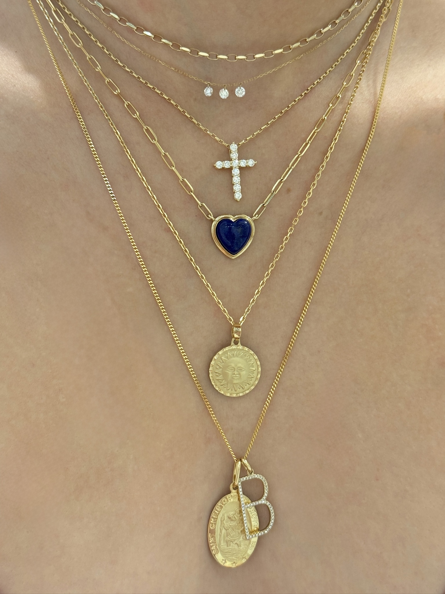Starry Night Diamond Trio Necklace 18k Rose Gold