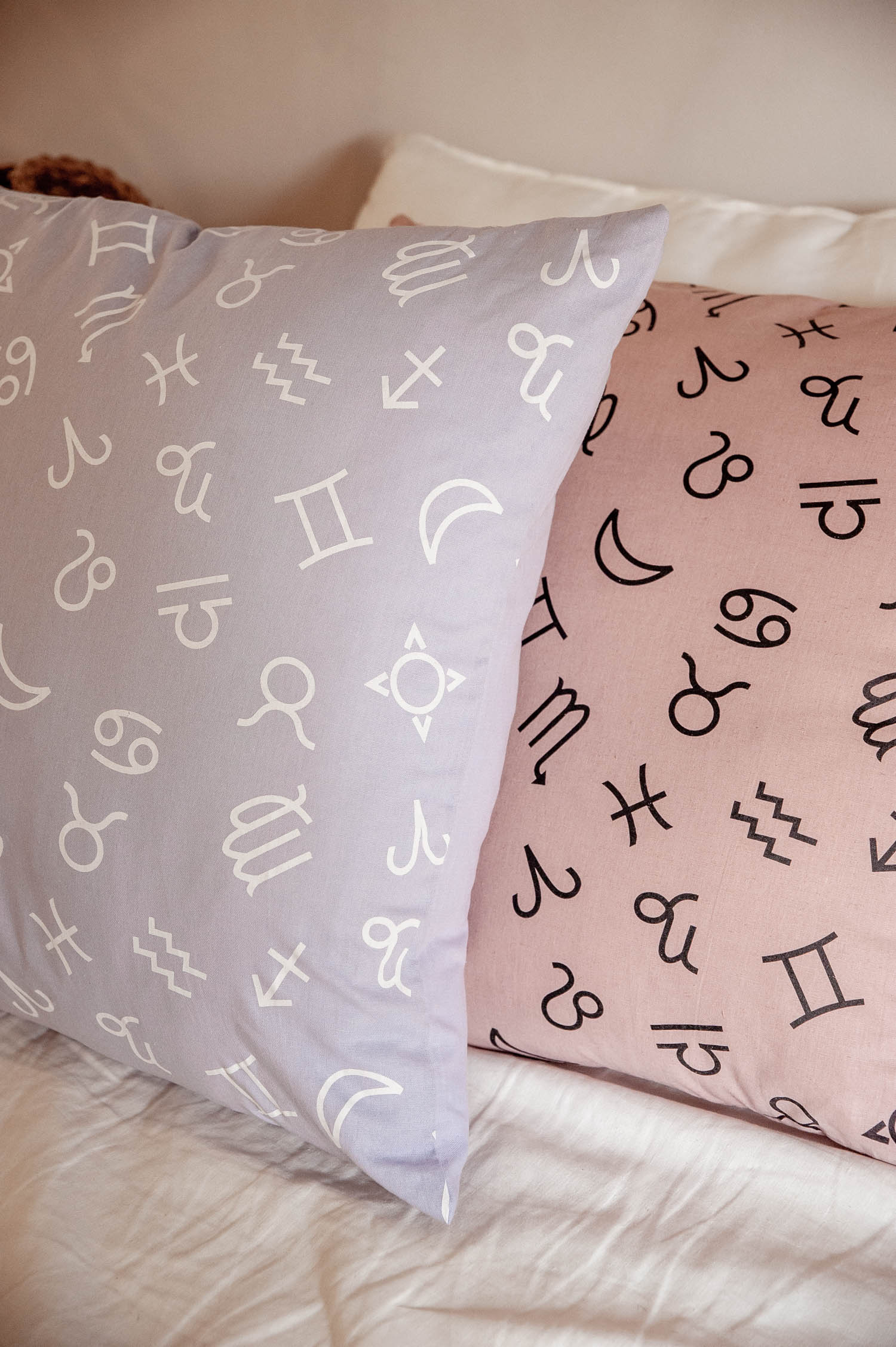 Zodiac Print Linen Cushion