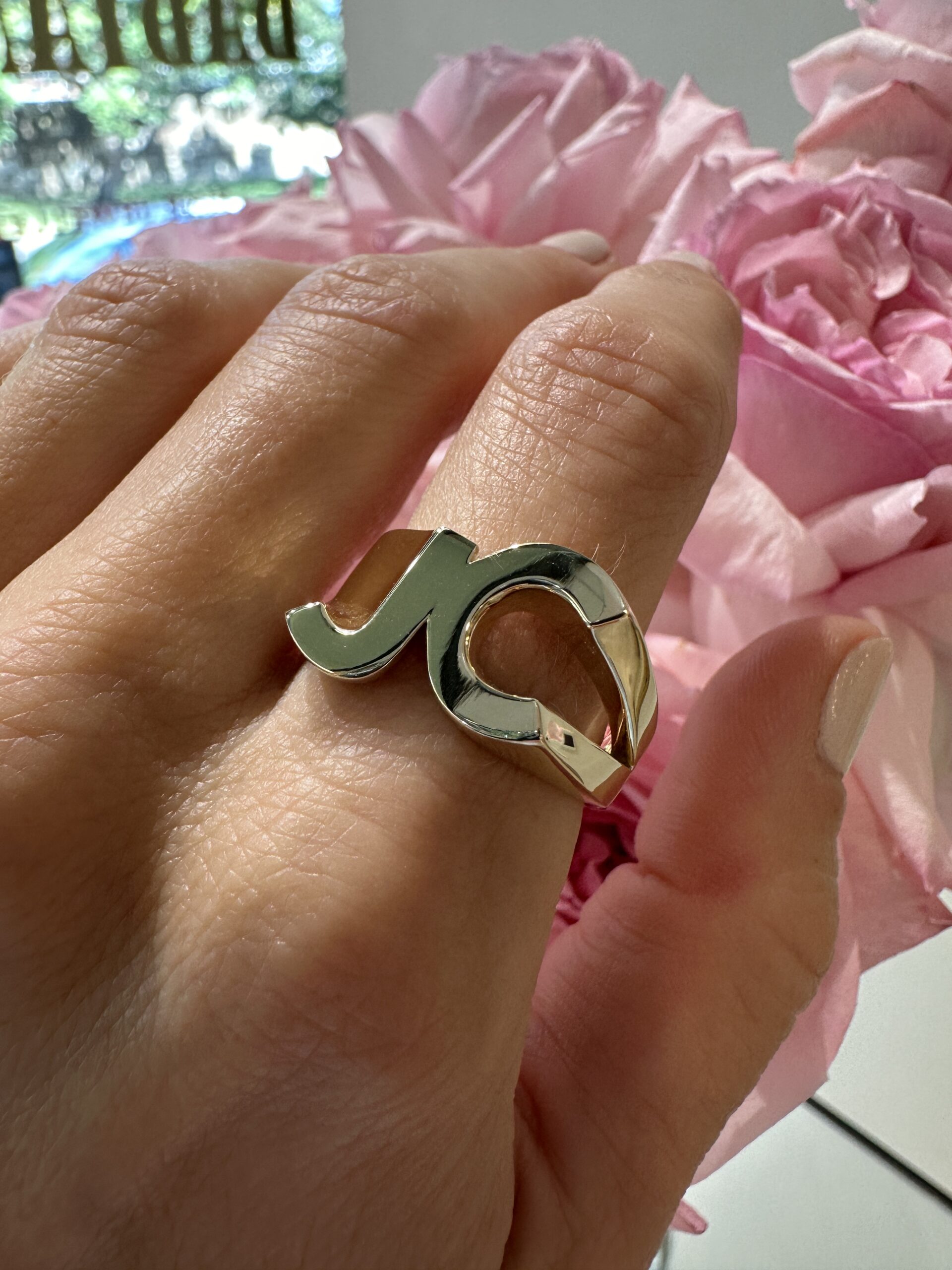 Taking Care of Business Bespoke Initials Ring 9k Yellow Gold