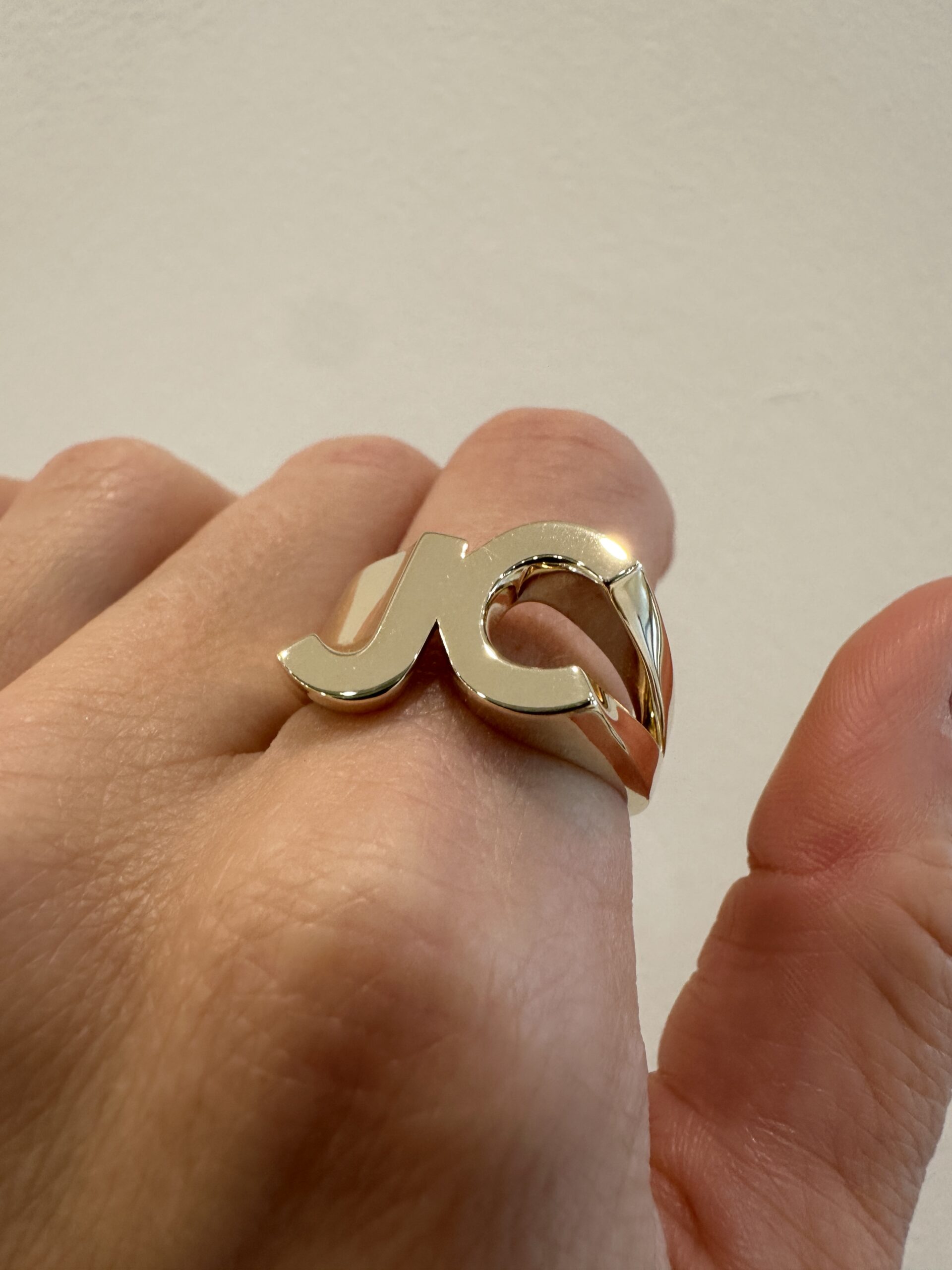 Taking Care of Business Bespoke Initials Ring 9k Yellow Gold