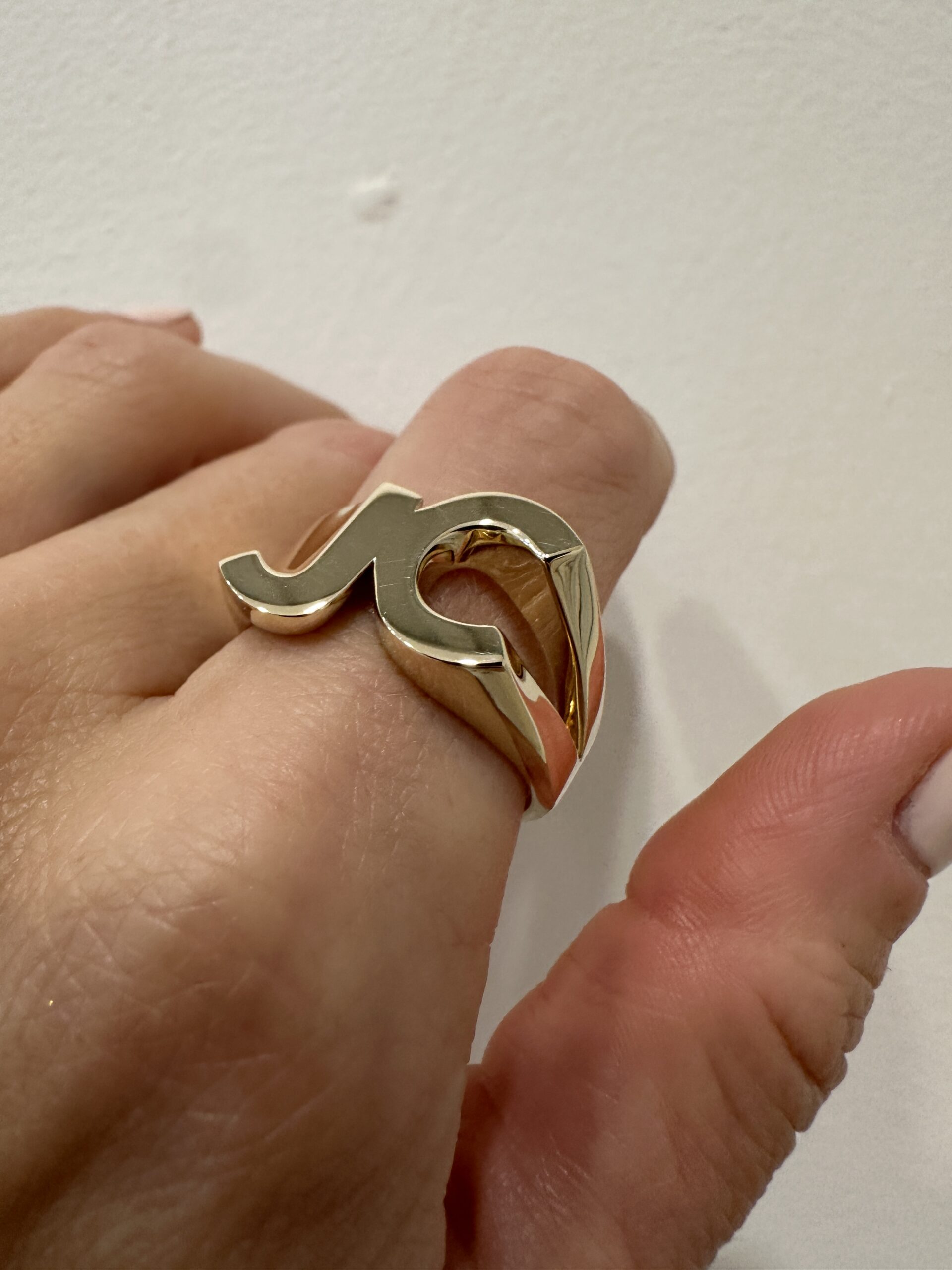 Taking Care of Business Bespoke Initials Ring 9k Yellow Gold