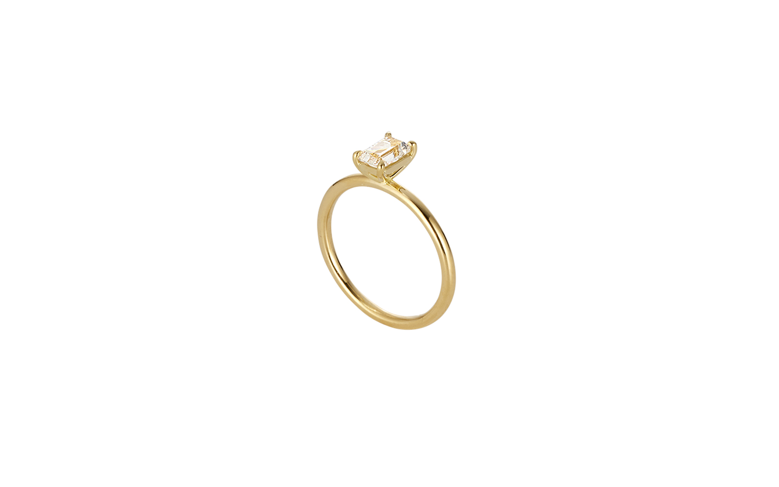 Ceremonial Emerald Cut 0.70ct Diamond Ring 18k Yellow Gold