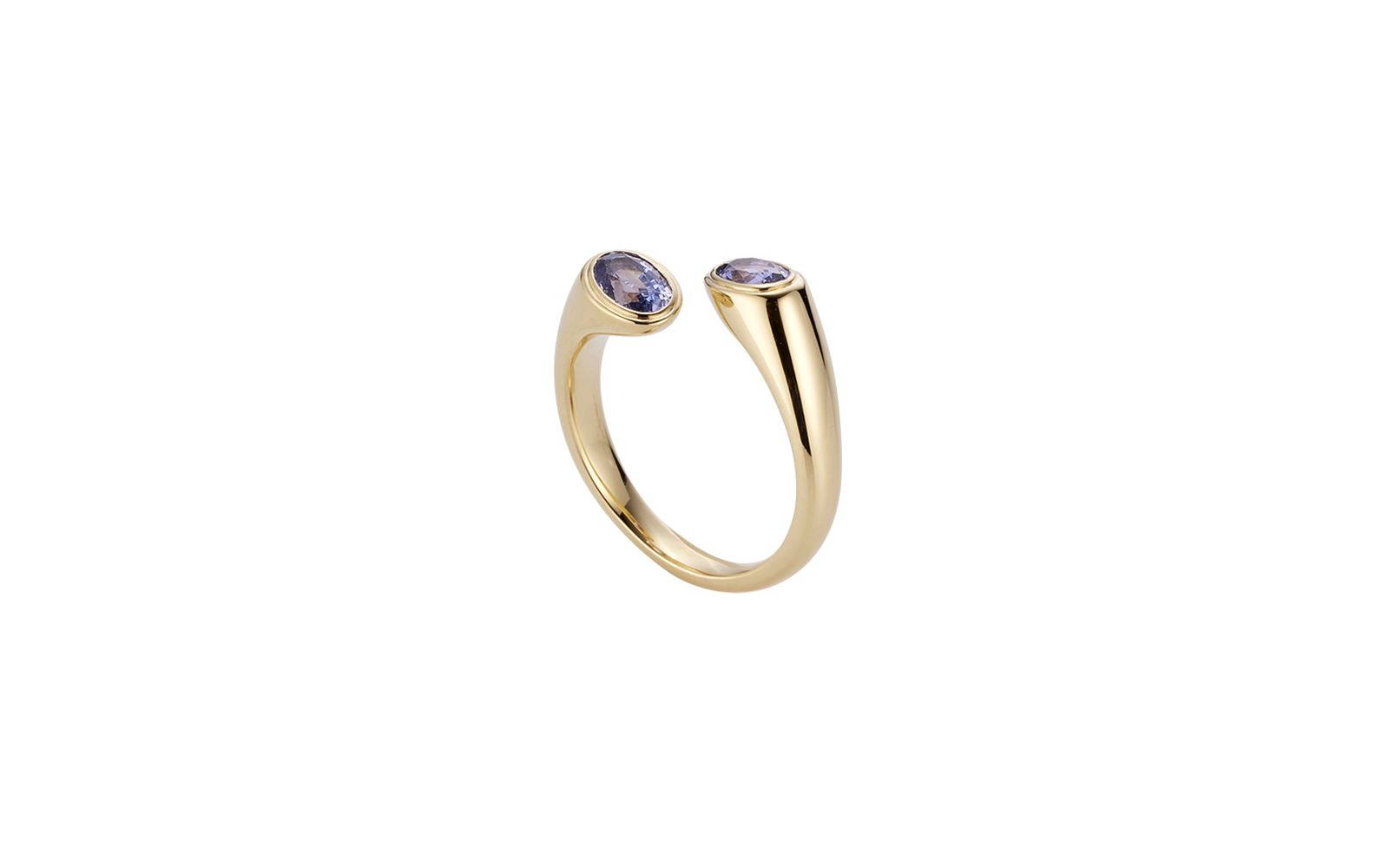 Twin Flame Lavender Ceylon Sapphire Ring Yellow Gold