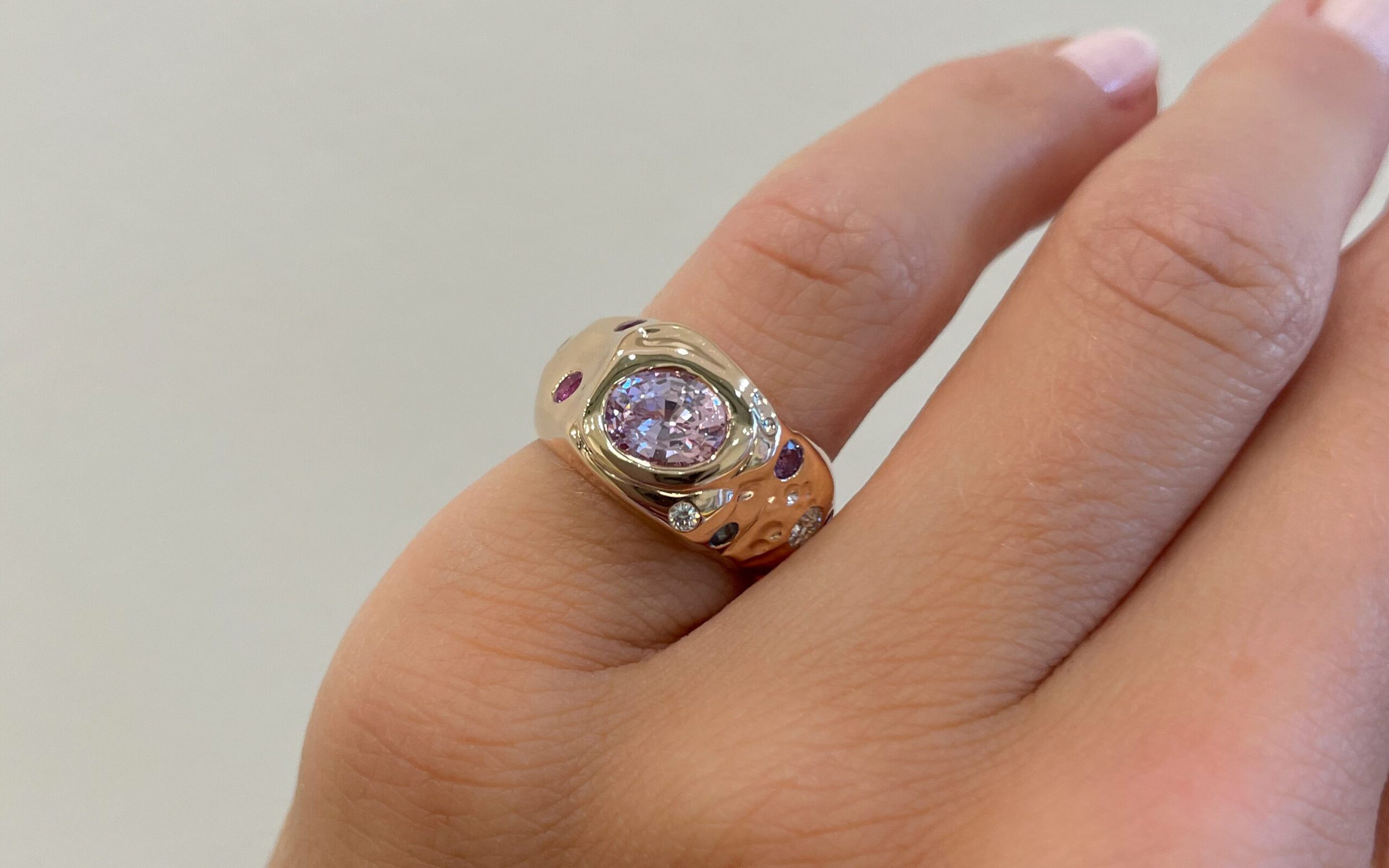 Sapphire and precious gemstone and diamond cocktail ring
