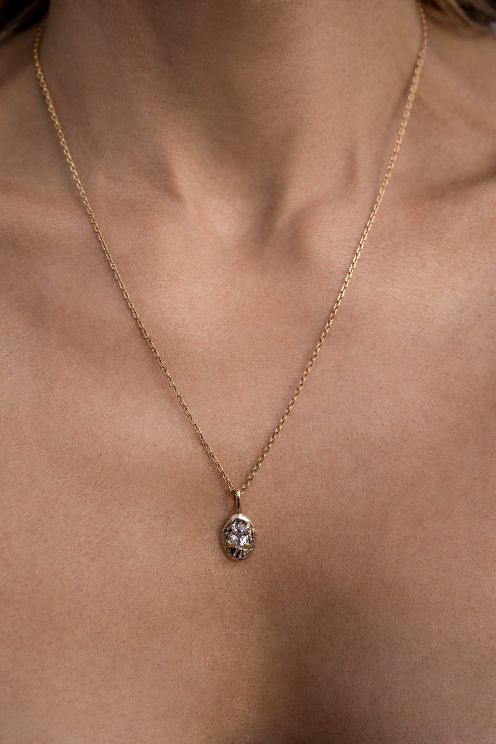 Brunswick Baroque Pendant with Ceylon Sapphire 9k Yellow Gold