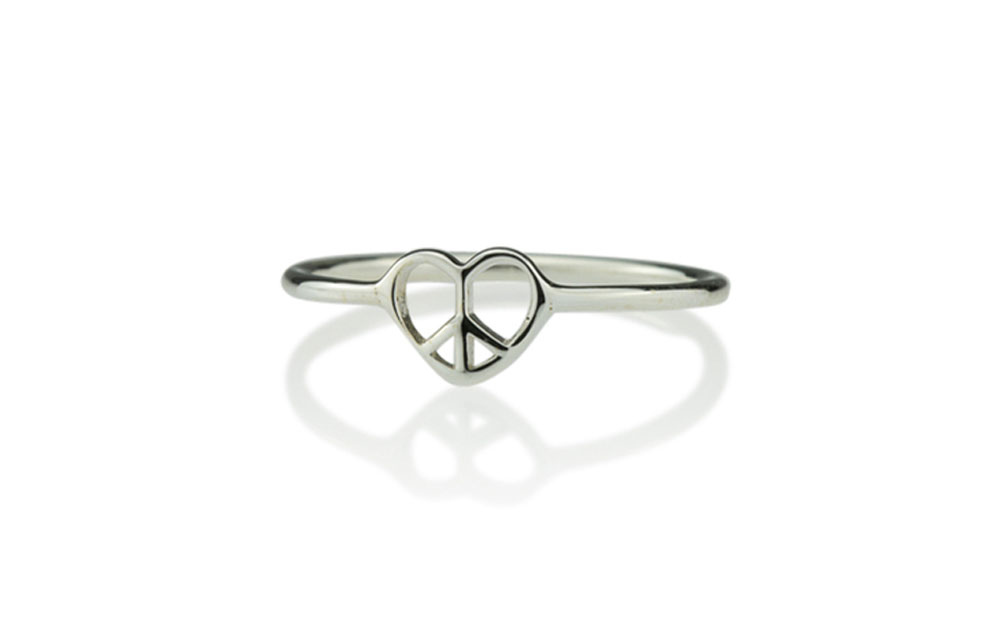 Peace A.M. Heart Ring Sterling Silver