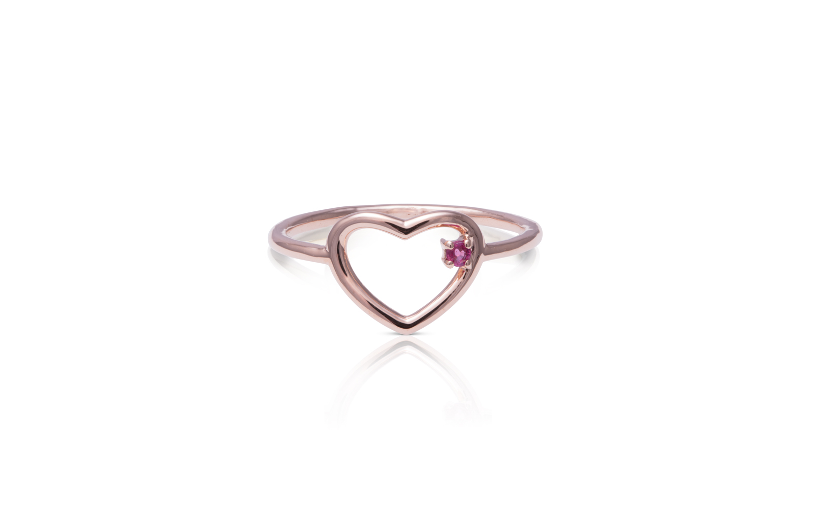 Fine Heart Ring Ruby Rose Gold