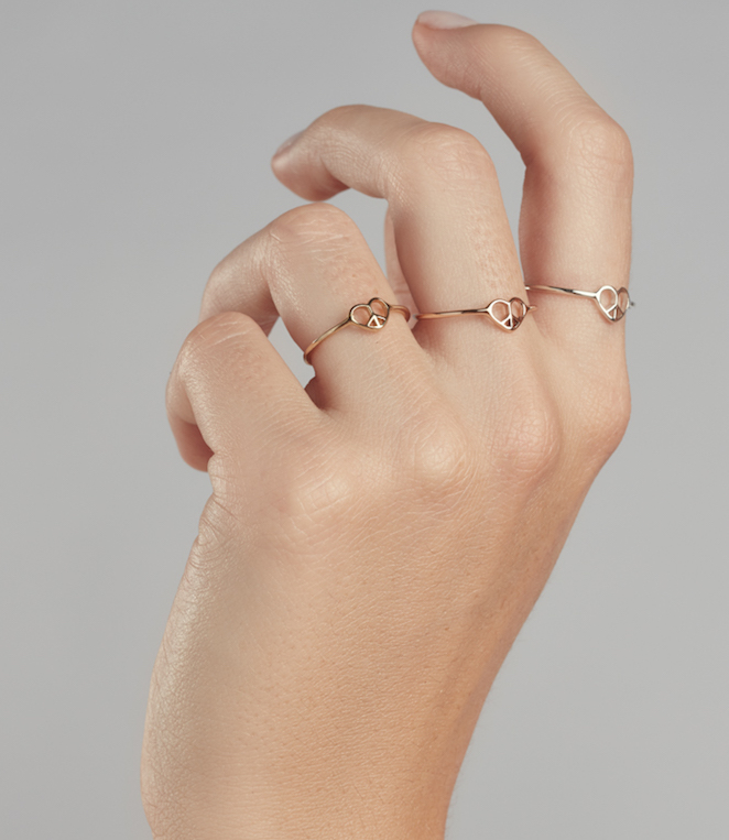 Peace A.M. Heart Ring Rose Gold