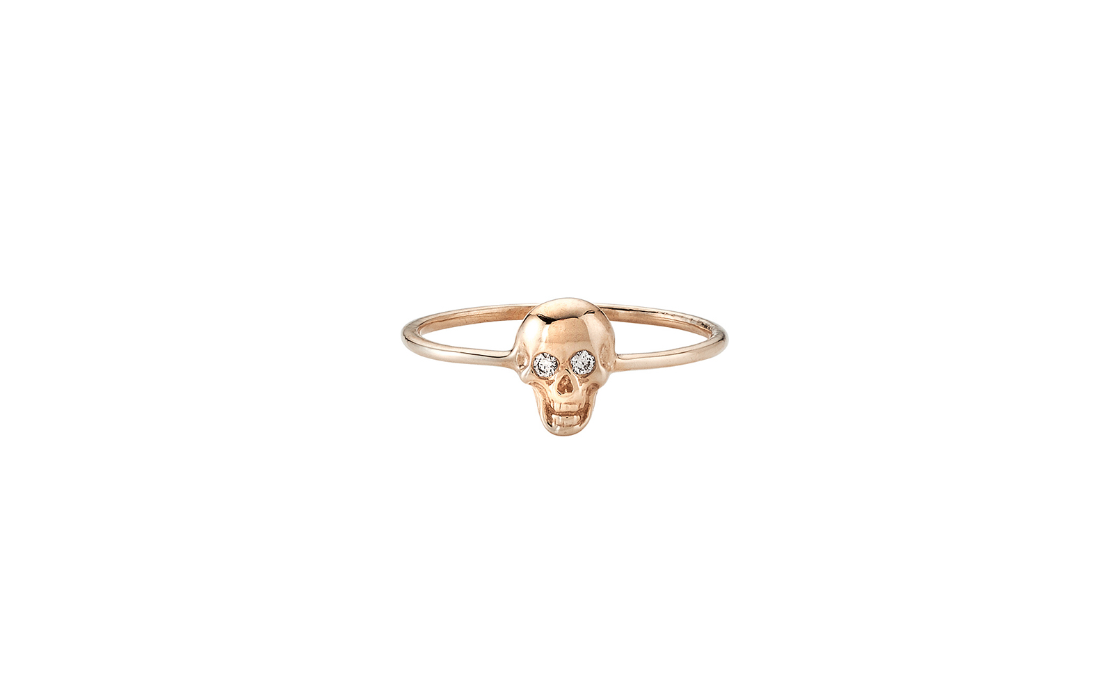 Spirit Skull Ring with Diamond Eyes Rose Gold