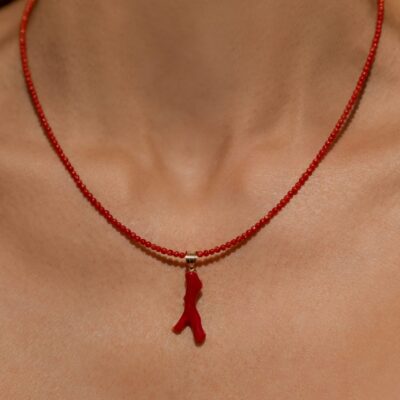 Good Luck Small Coral Branch Necklace