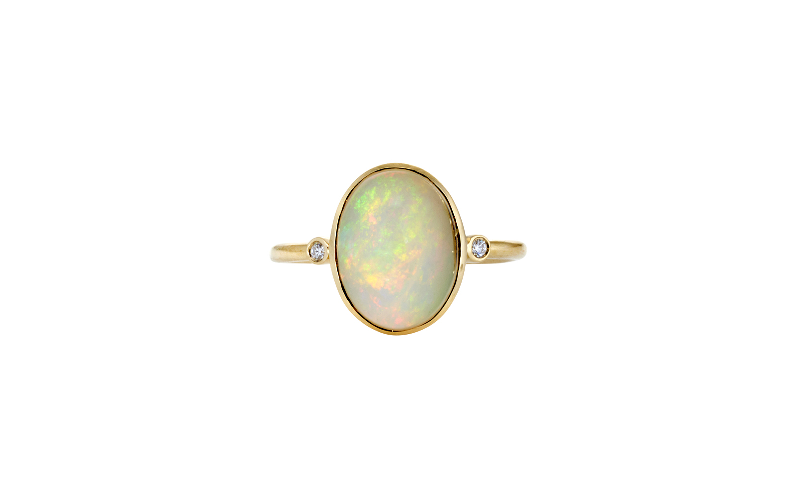 Enlighten White Opal Ring 18k Yellow Gold