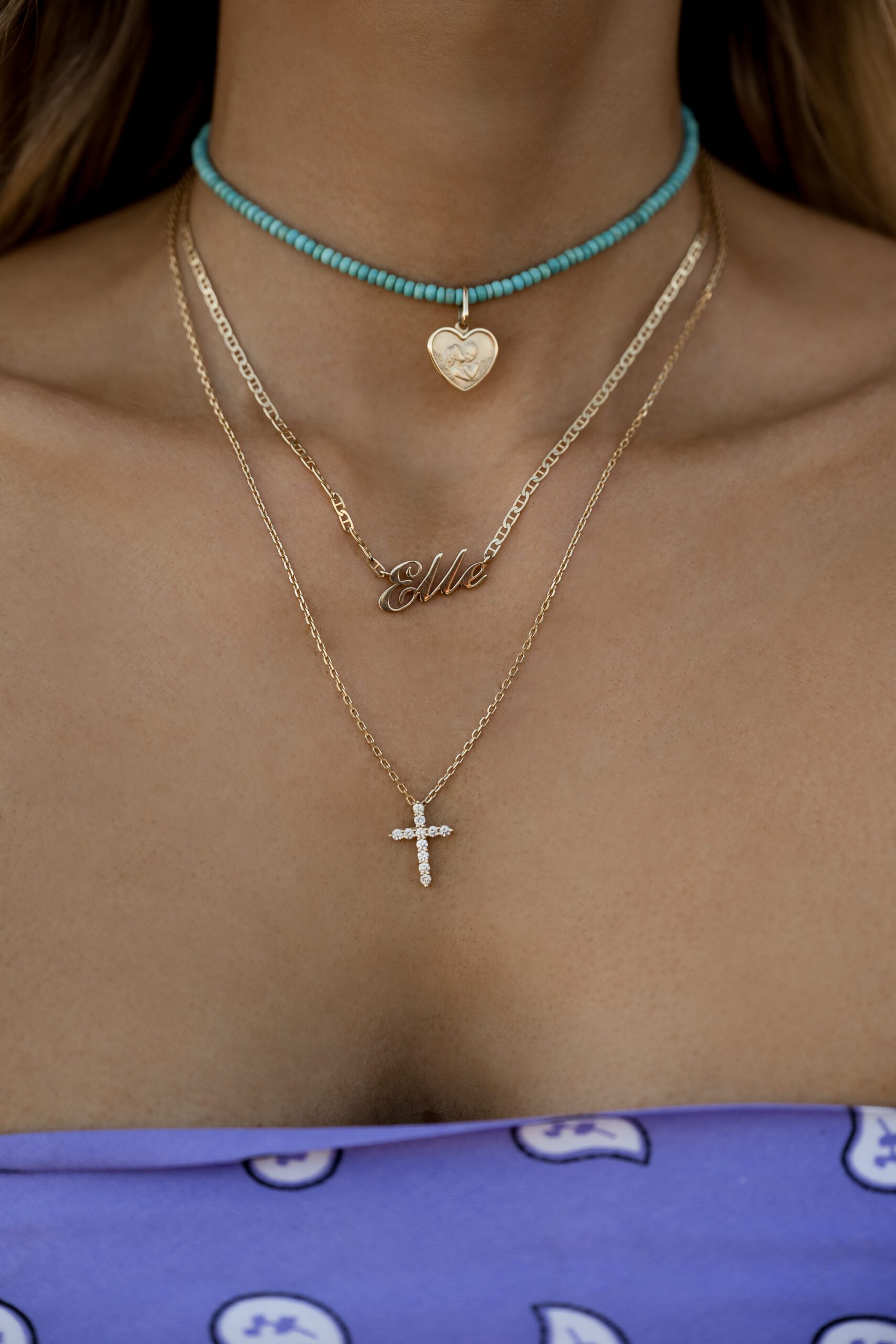 Bella Donna Diamond Cross Pendant 18k Yellow Gold