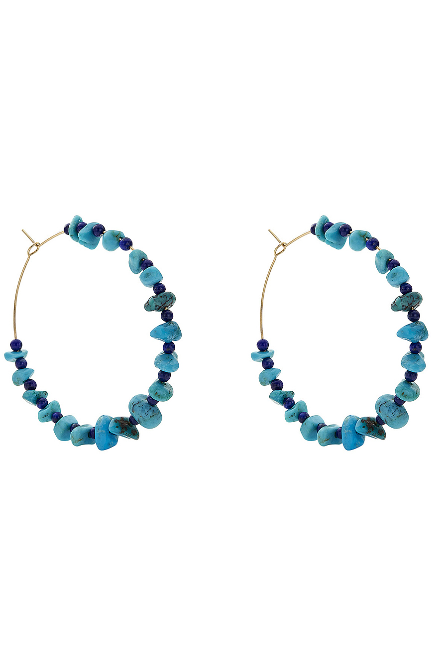 Talitha Turquoise and Lapis Extra-Large Hoop Earrings