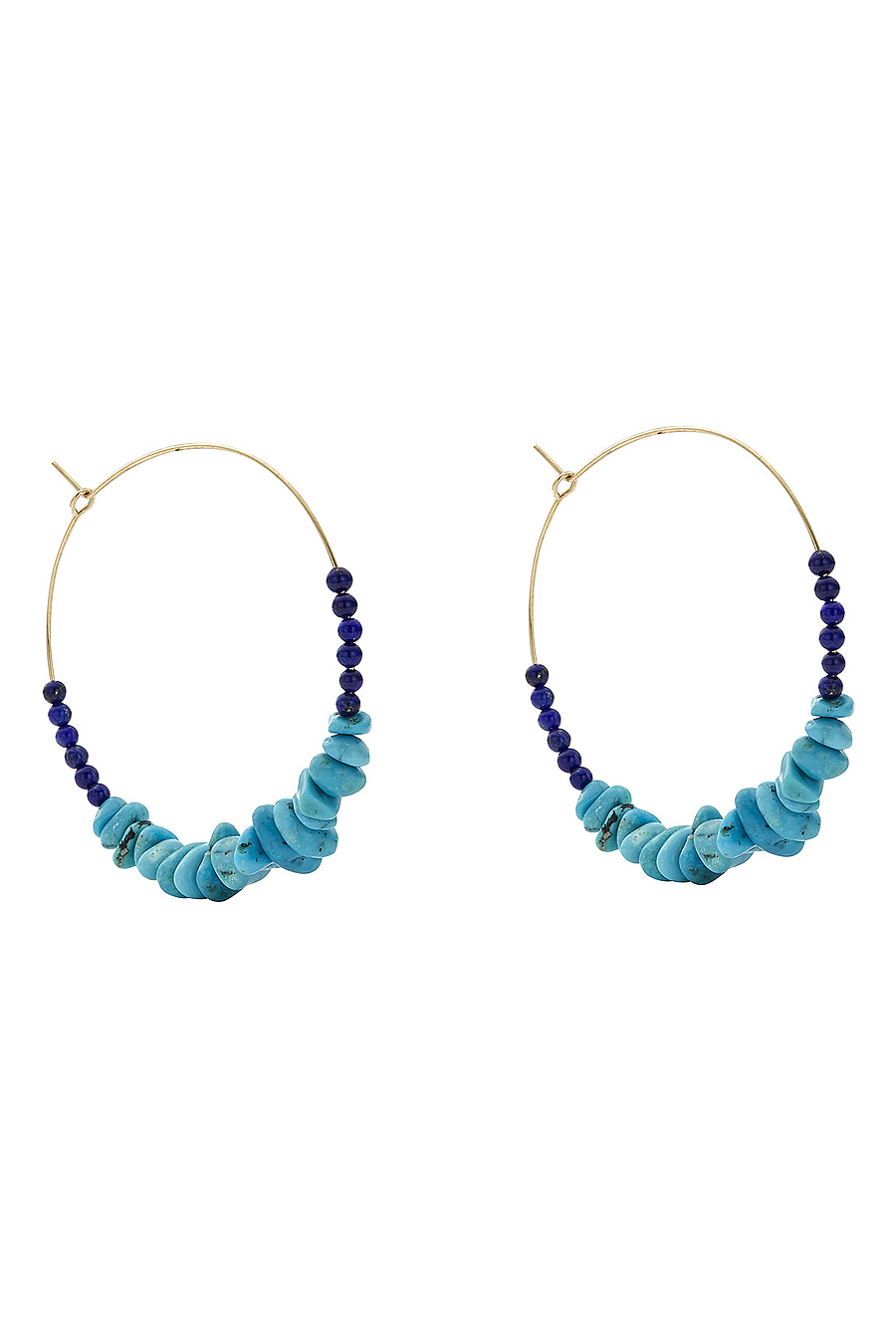 Yves Lapis and Turquoise Extra-Large Hoop Earrings