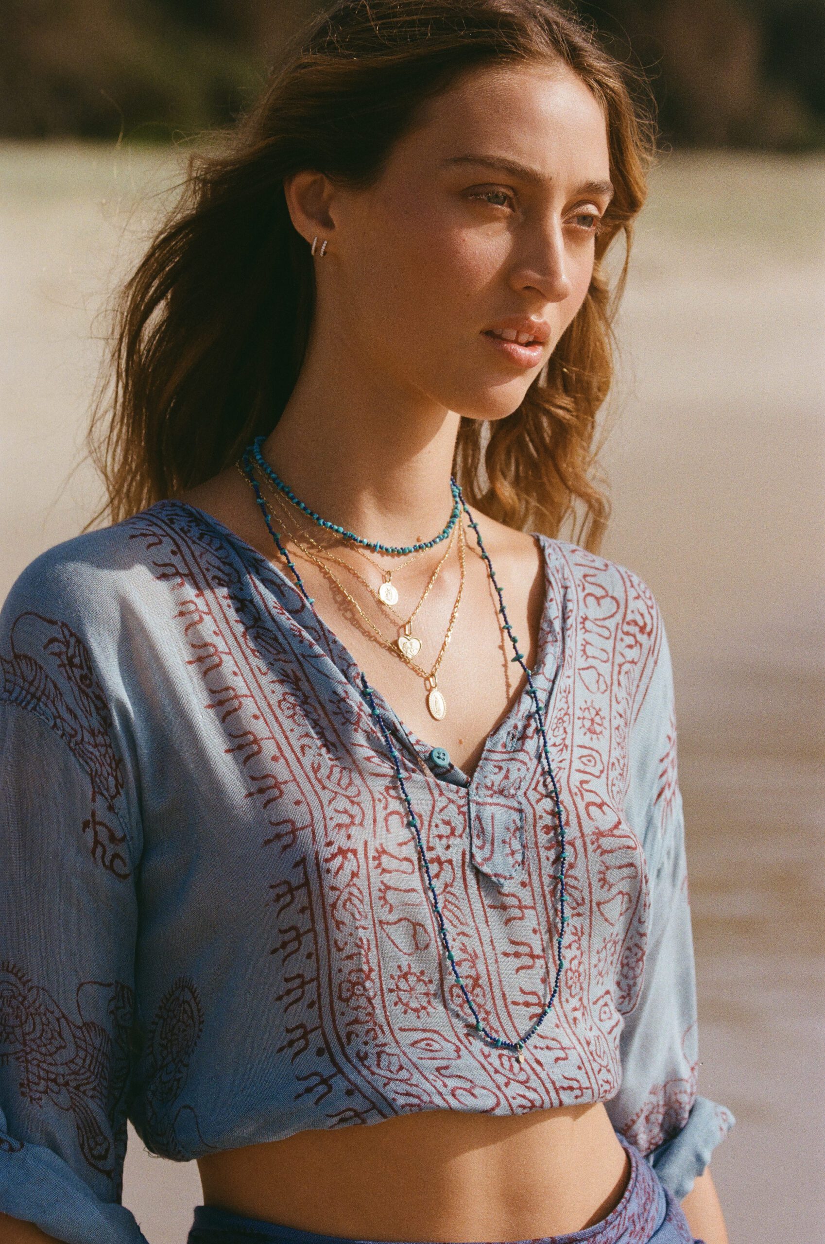 Wategos Turquoise and Lapis Long Necklace