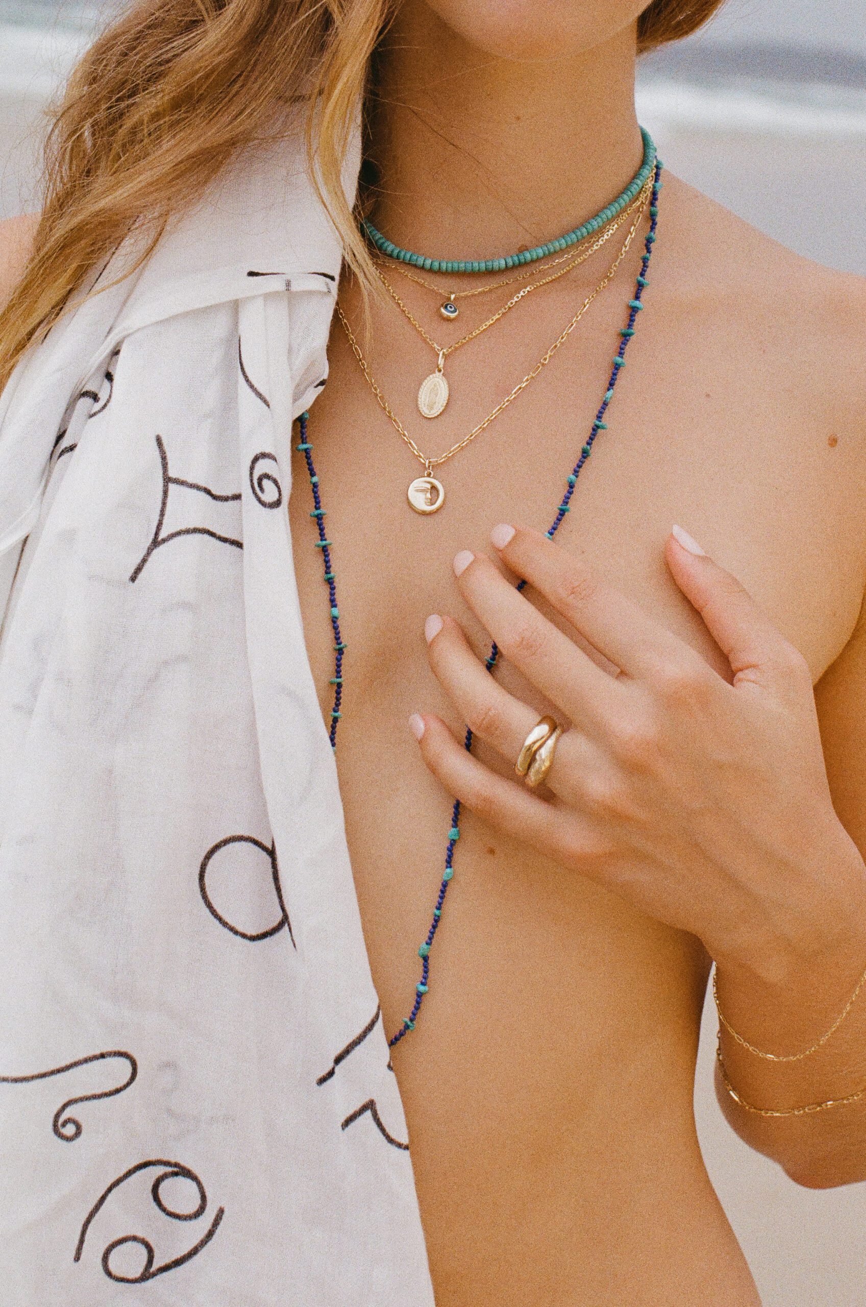 Wategos Turquoise and Lapis Long Necklace