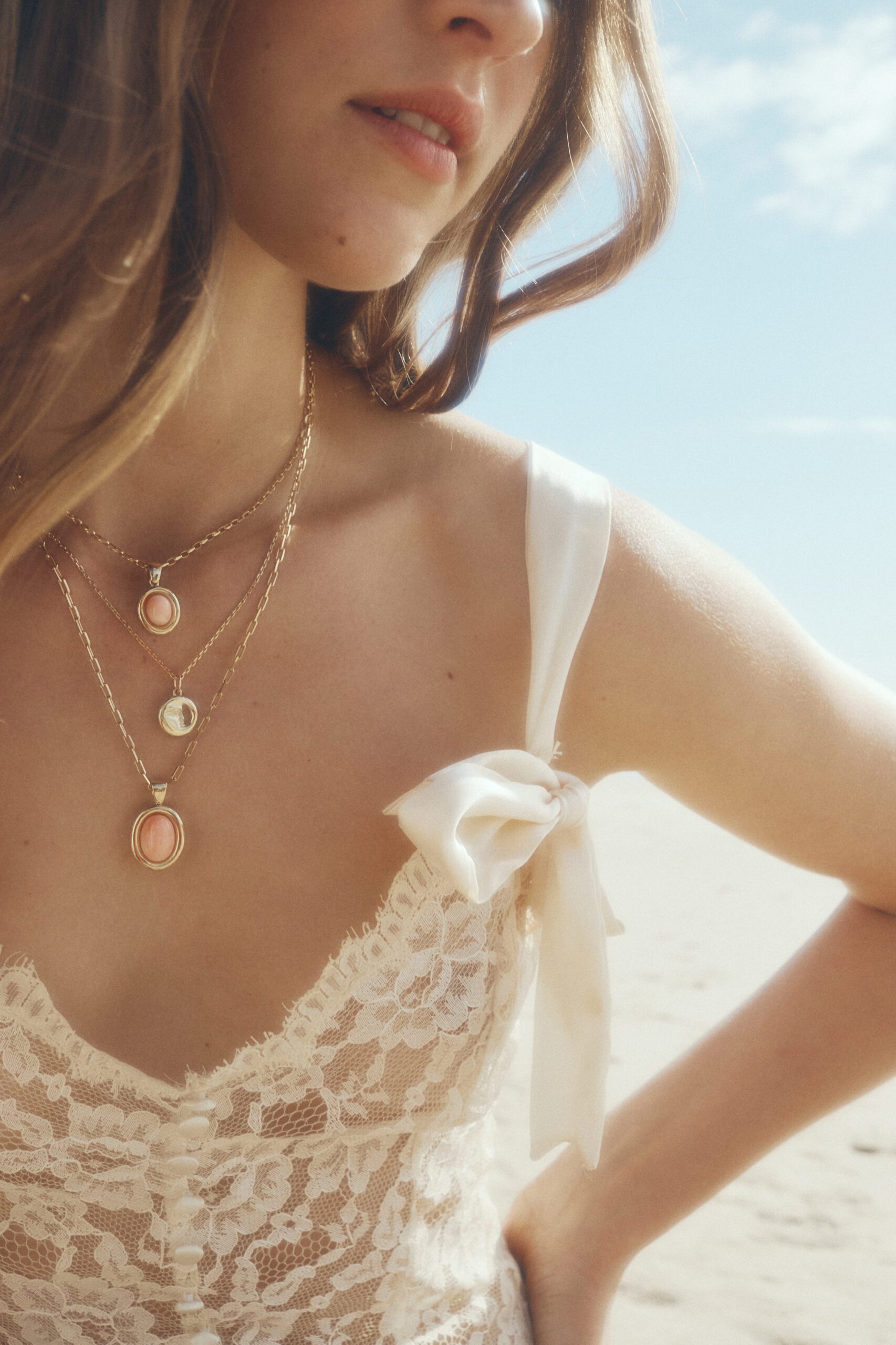 Muse Precious Coral Pendant 9k Yellow Gold